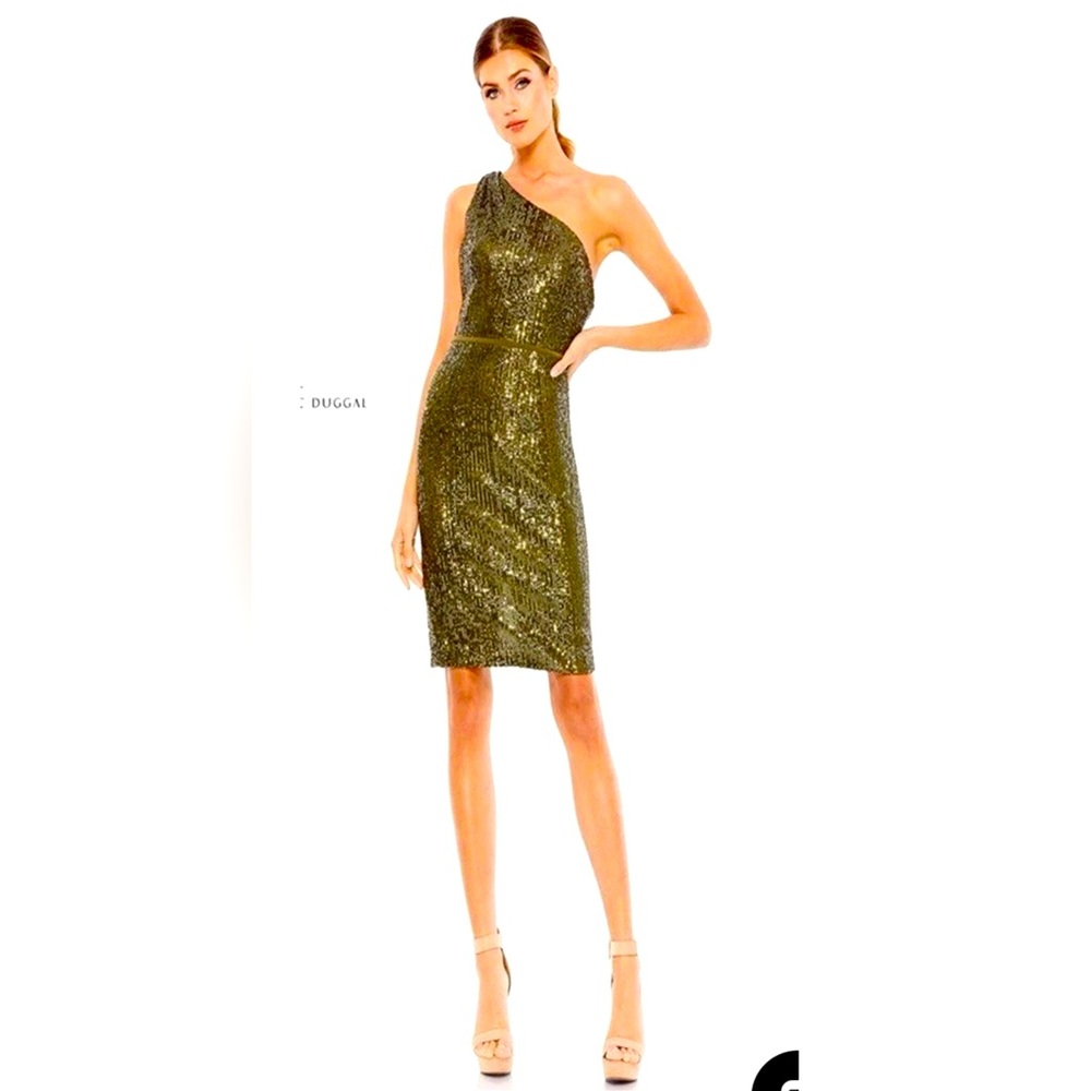 *Mac Duggal One-shoulder Sequin Mini Dress Size 4 Style#: 26497C